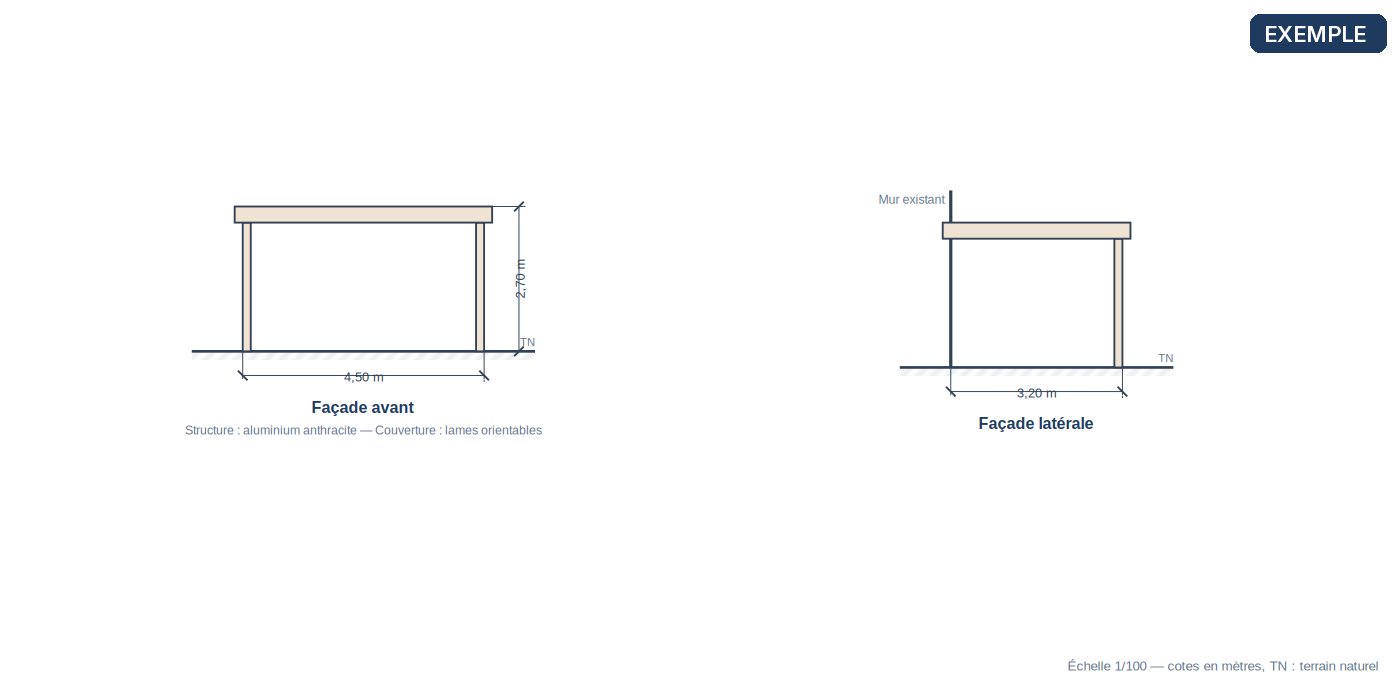 DPC4 — Façades et élévations — exemple de déclaration préalable pergola