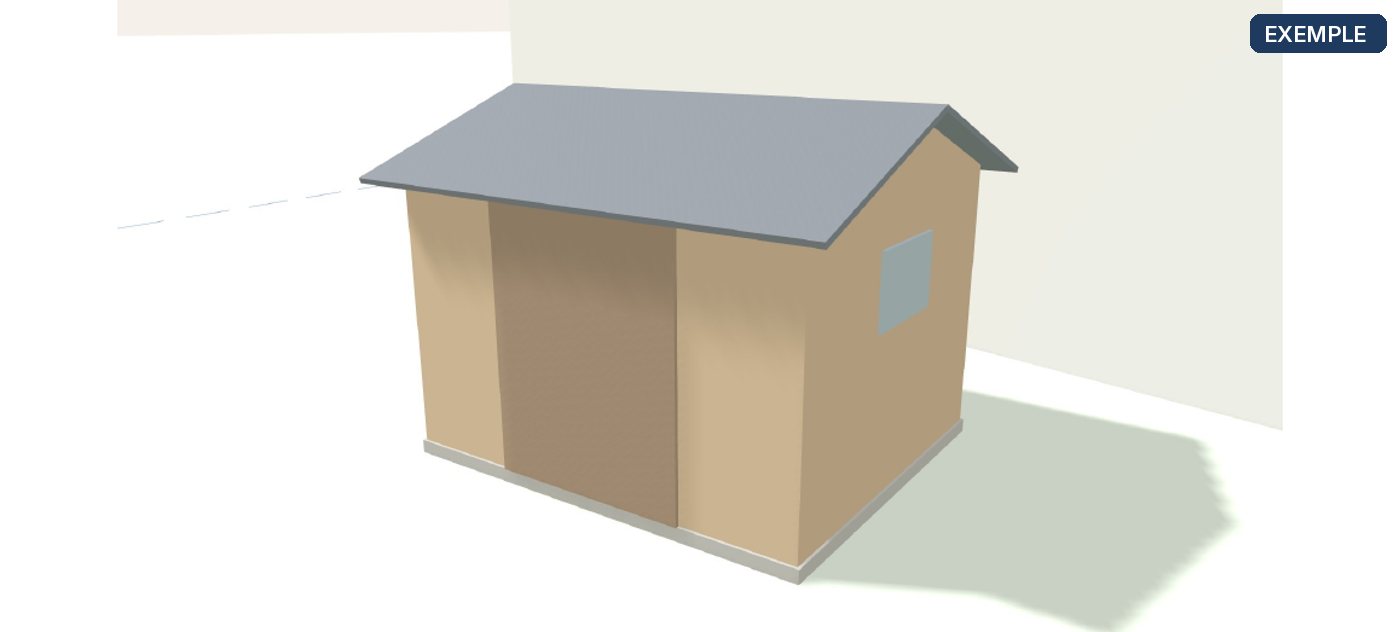 Exemple de vue 3D d'un abri de jardin