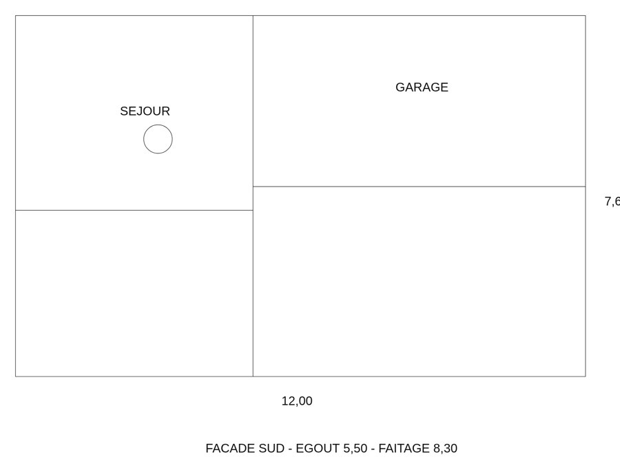 Exemple de plan DXF lu par le configurateur : contour, cloisons et cotes